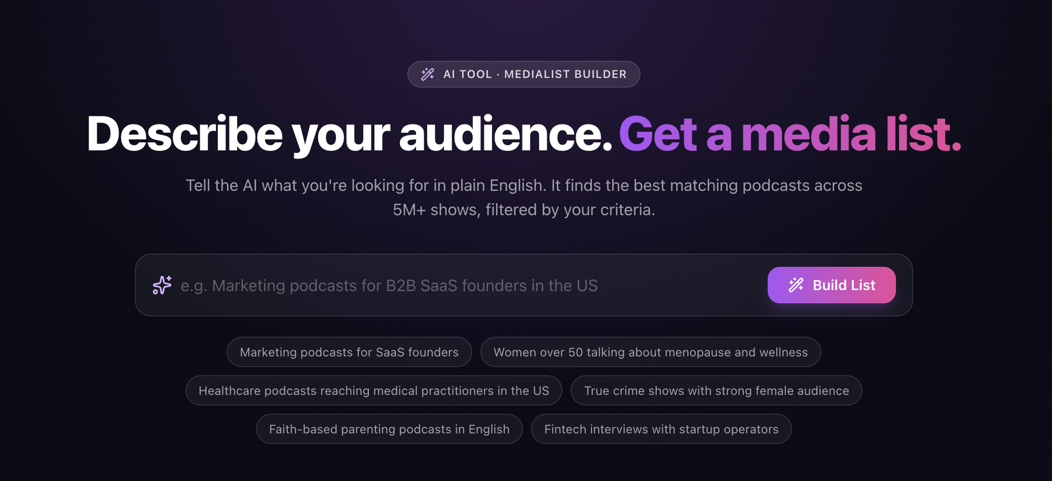 CastFox AI Media List Builder in action